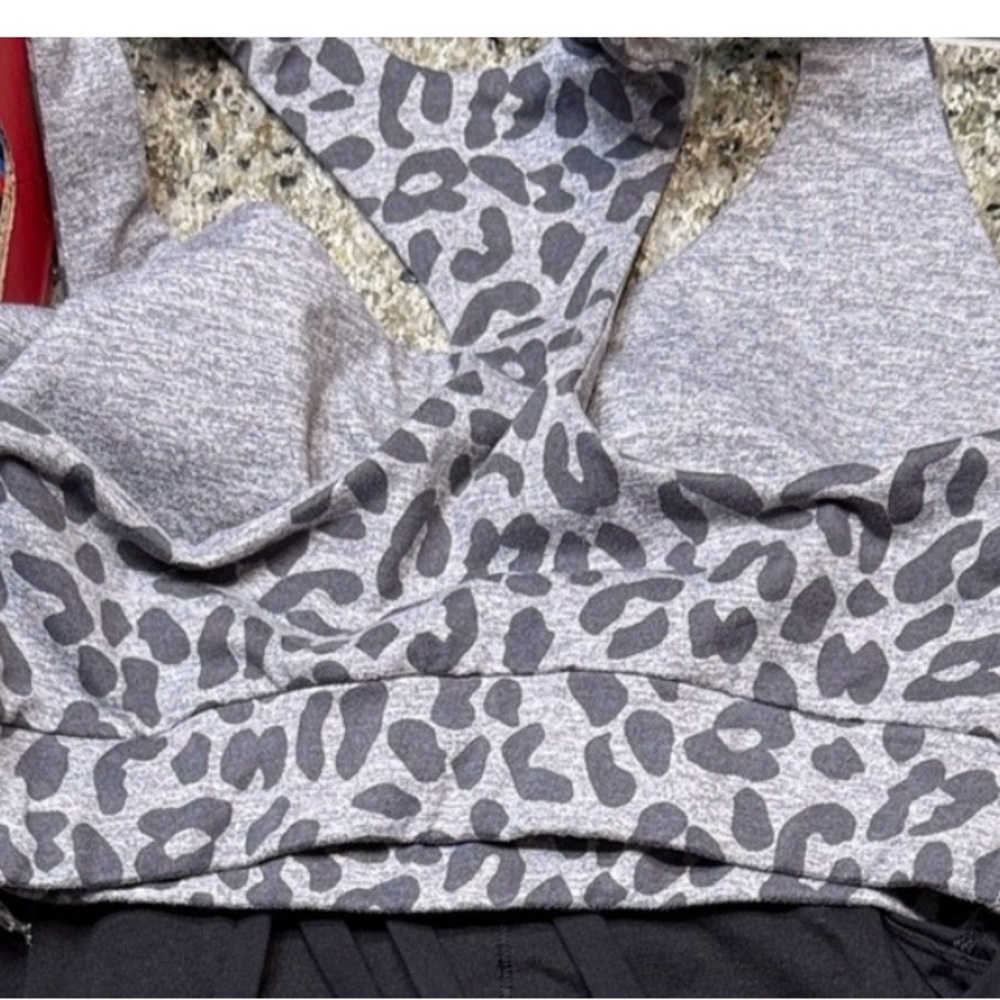 Bombshell Sportswear Gray Leopard Sports Bra